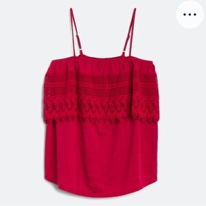 Nine Britton Whitney Red Knit Tank with Lace Detail